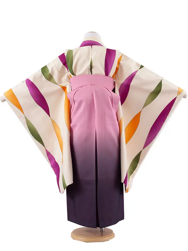 女児袴レンタル（7歳女の子） クリーム グラデーション袴 9122