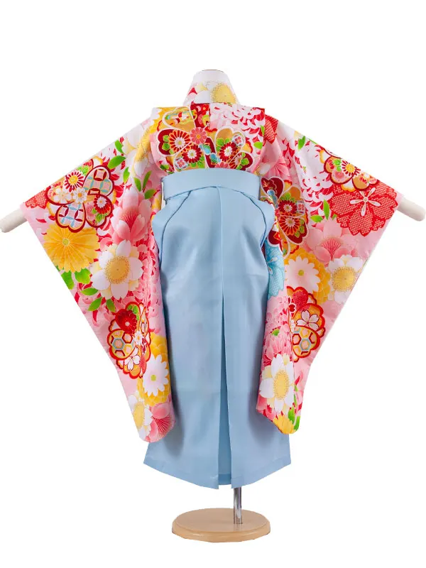 女児袴レンタル（5歳女の子） ピンク ねじり梅 桜 9132