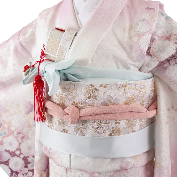 【正絹】七五三レンタル（7歳女児袋帯） Z008 桂由美 薄ピンク 辻が花