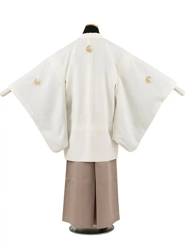 かんたん着付 小学校 卒業式 男の子 袴 アイボリー×モカベージュ 1704