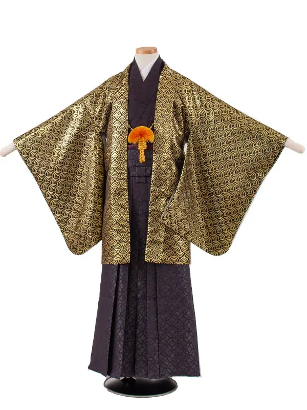 かんたん着付 小学校 卒業式 男の子 袴 黒地 青海波 七宝袴 1727