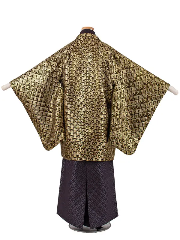 かんたん着付 小学校 卒業式 男の子 袴 黒地 青海波 七宝袴 1727