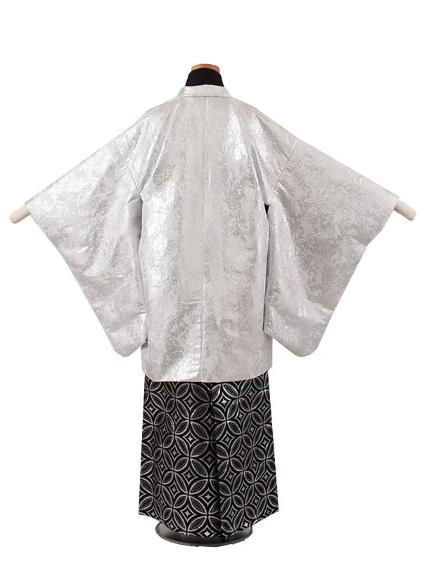 かんたん着付 小学校 卒業式 男の子 袴 白地 アンティーク柄 七宝袴 1730