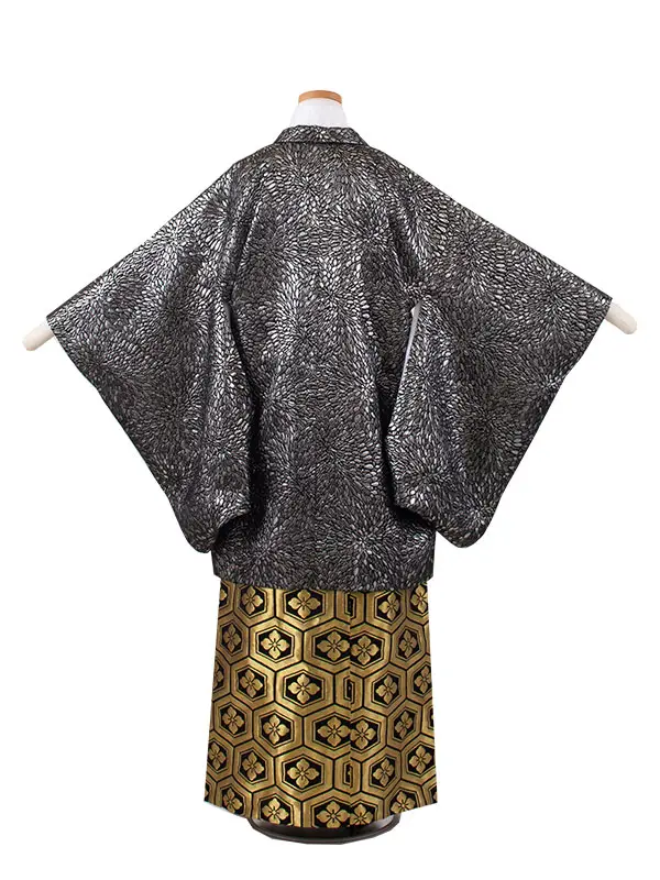 かんたん着付 小学校 卒業式 男の子 袴 黒地 亀甲文様袴 1731