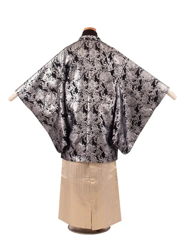 かんたん着付 小学校 卒業式 男の子 袴 黒地 アンティーク柄 1732