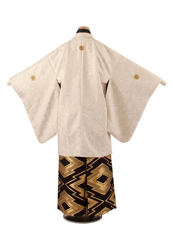かんたん着付 小学校 卒業式 男の子 袴 ベージュ アンティーク柄 1744