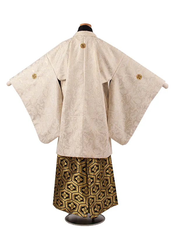 かんたん着付 小学校 卒業式 男の子 袴 ベージュ アンティーク柄 1748