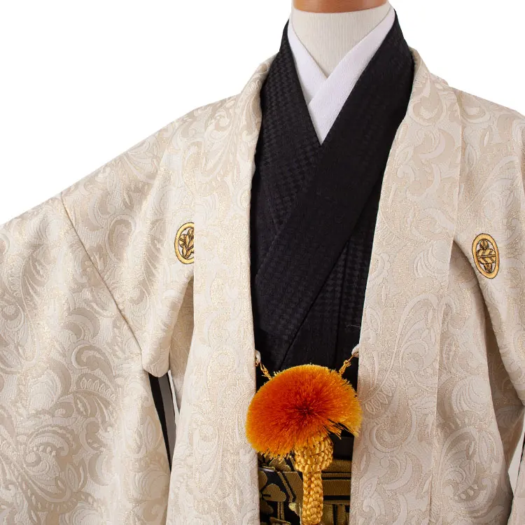 かんたん着付 小学校 卒業式 男の子 袴 ベージュ アンティーク柄 1748