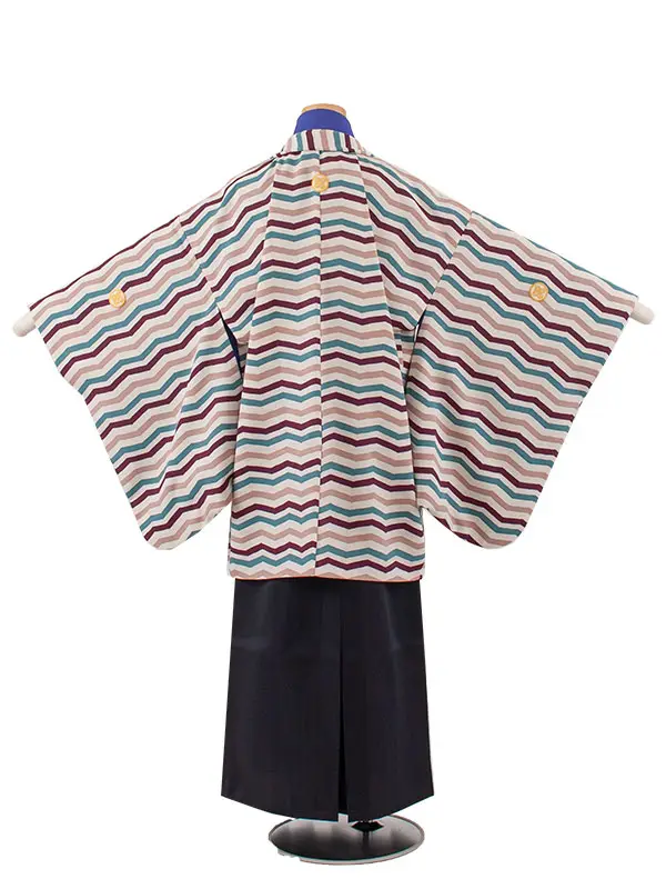 かんたん着付 小学校 卒業式 男の子 袴 アイボリー 幾何学模様 1752