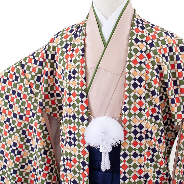 かんたん着付 小学校 卒業式 男の子 袴 オフホワイト 幾何学模様 1761