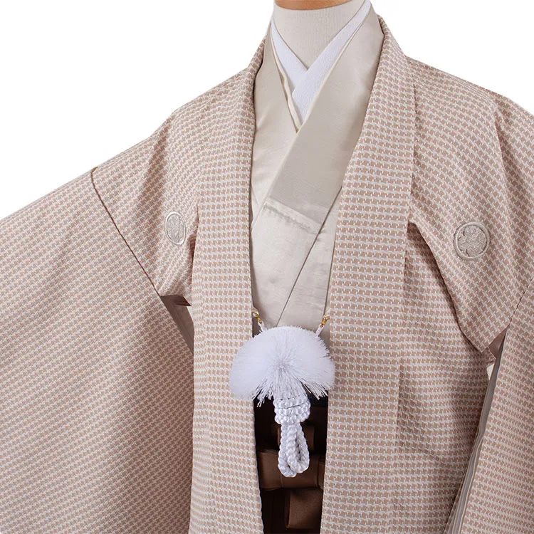 かんたん着付 小学校 卒業式 男の子 袴 ベージュ 幾何学模様 1767