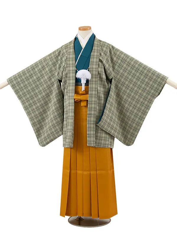 かんたん着付 小学校 卒業式 男の子 袴 オフホワイト 幾何学模様 1770