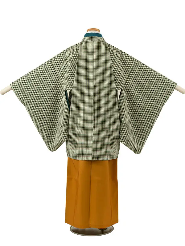 かんたん着付 小学校 卒業式 男の子 袴 オフホワイト 幾何学模様 1770