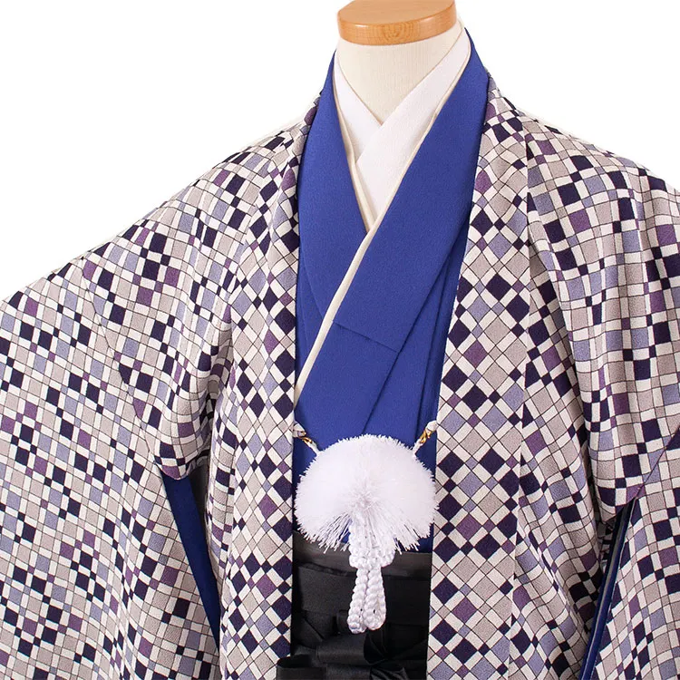 かんたん着付 小学校 卒業式 男の子 袴 オフホワイト 幾何学模様 1771