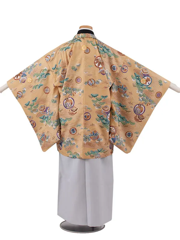 かんたん着付 小学校 卒業式 男の子 袴 ベージュ 吉祥文様 1776