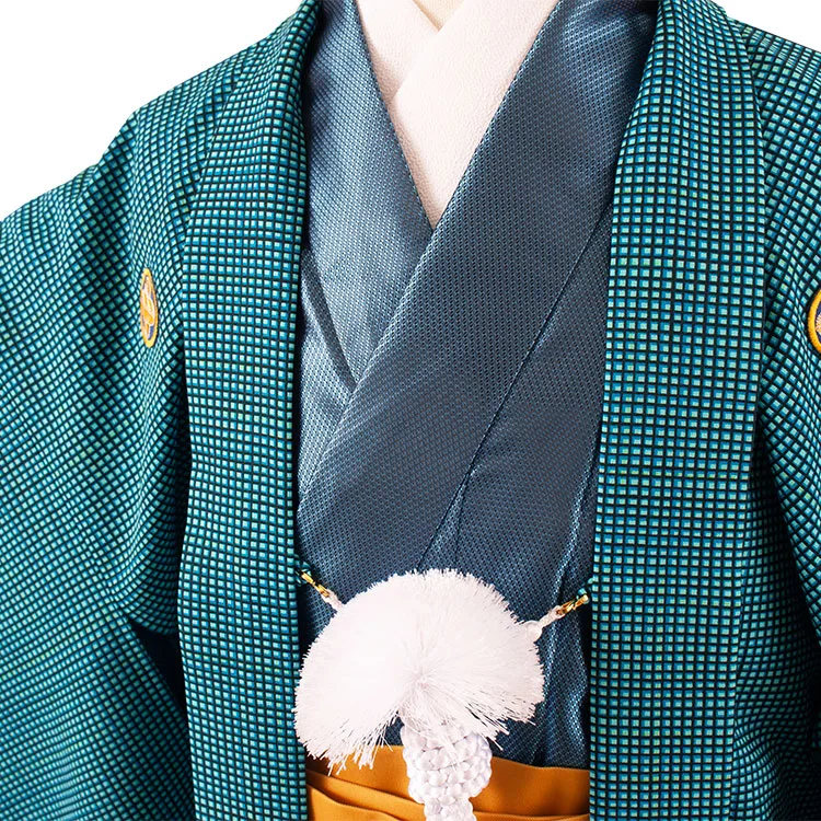 かんたん着付 小学校 卒業式 男の子 袴 青地 からし色袴 1778