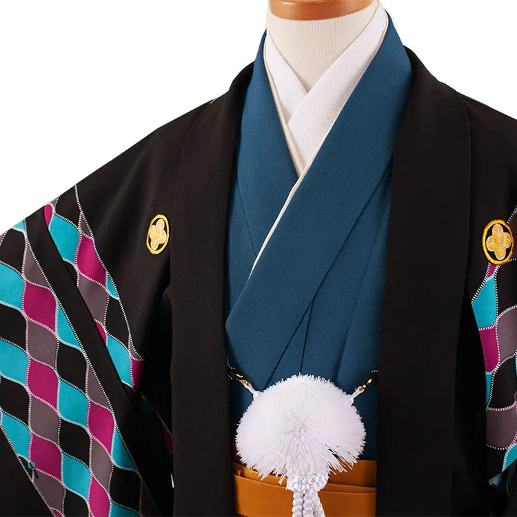 かんたん着付 小学校 卒業式 男の子 袴 黒地 幾何学模様 1785