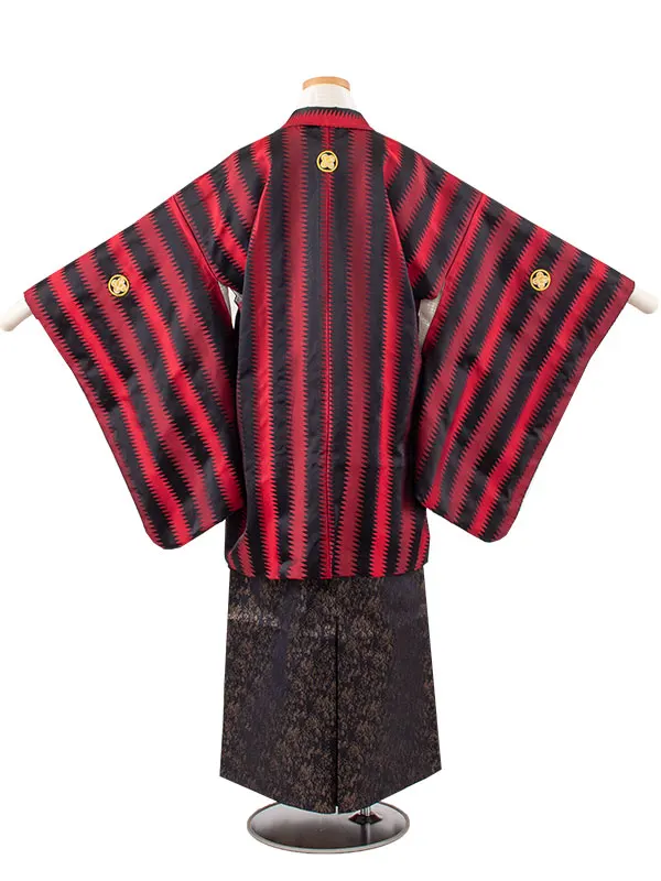 かんたん着付 小学校 卒業式 男の子 袴 黒×赤 1799