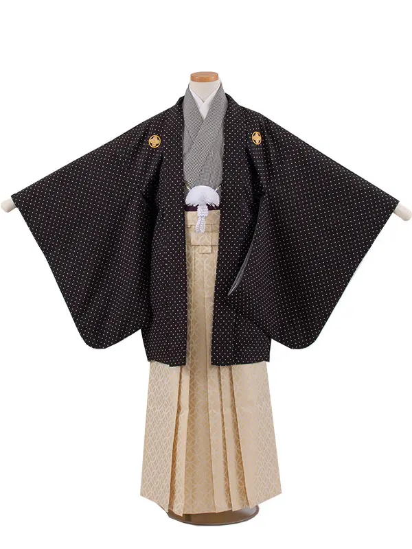 かんたん着付 小学校 卒業式 男の子 袴 黒地 七宝柄袴 1817