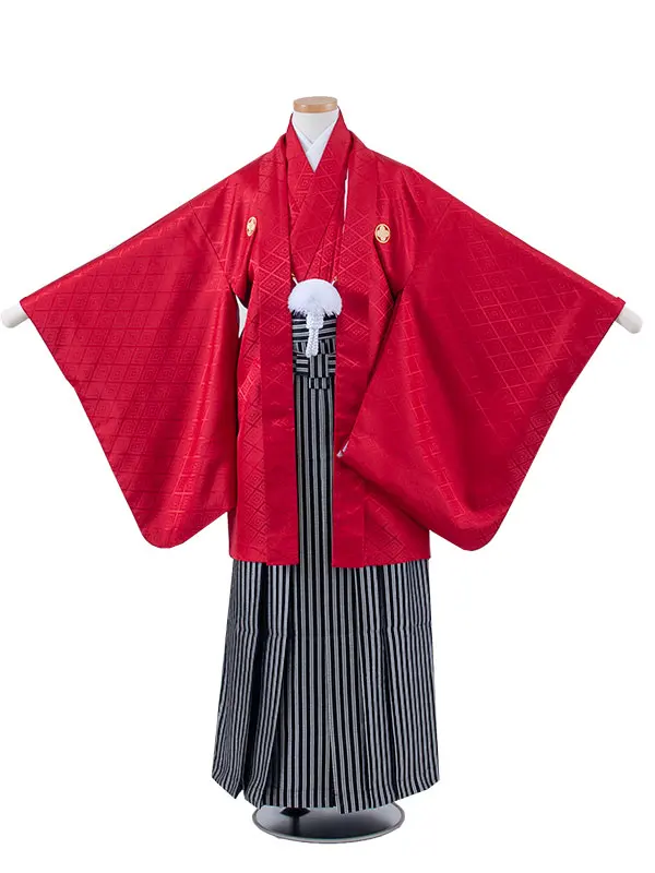 かんたん着付 小学校 卒業式 男の子 袴 赤地 1838