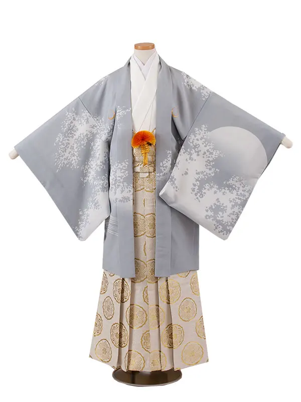 かんたん着付 小学校 卒業式 男の子 袴 グレー 龍 1859