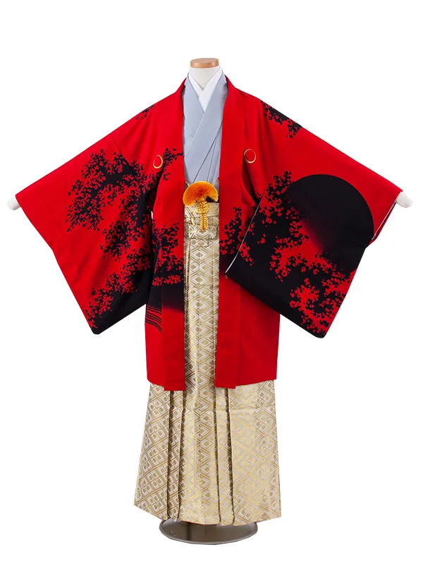 かんたん着付 小学校 卒業式 男の子 袴 赤地 龍 1860