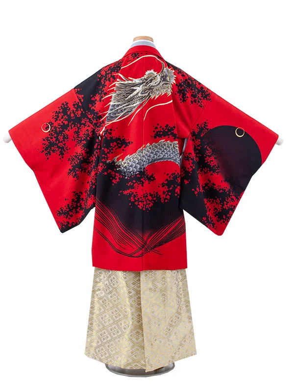 かんたん着付 小学校 卒業式 男の子 袴 赤地 龍 1860