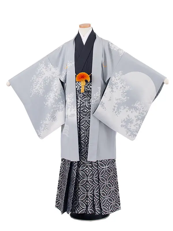 かんたん着付 小学校 卒業式 男の子 袴 グレー 龍 1862