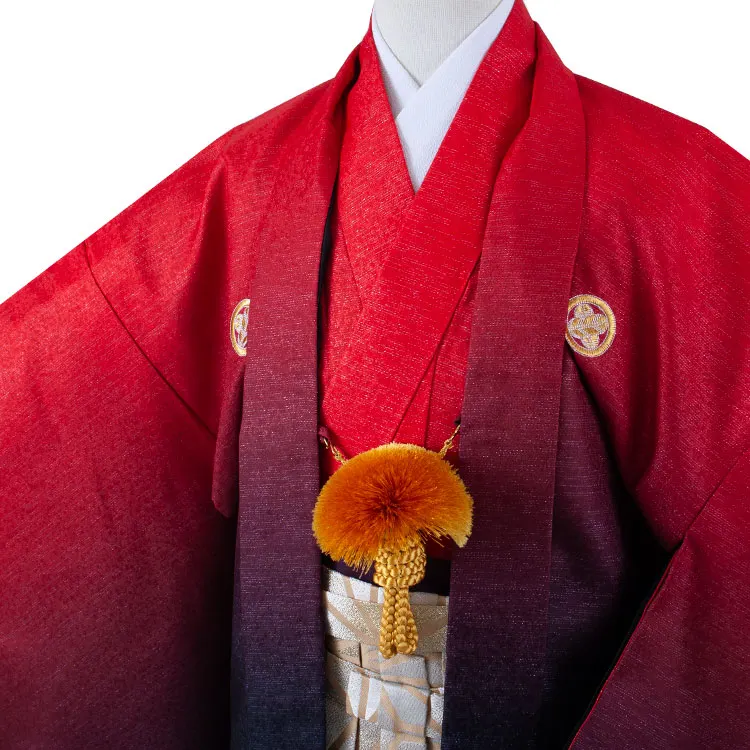 かんたん着付 小学校 卒業式 男の子 袴 赤×黒ぼかし 1865