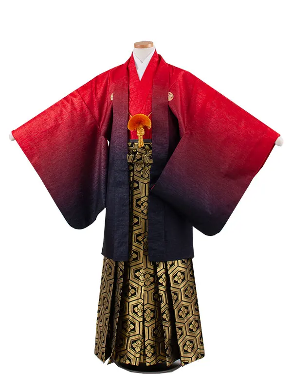 小学校 卒業式 男の子 袴 赤×黒ぼかし 1877