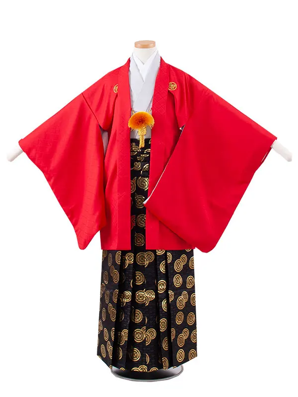 かんたん着付 小学校 卒業式 男の子 袴 赤地 1880
