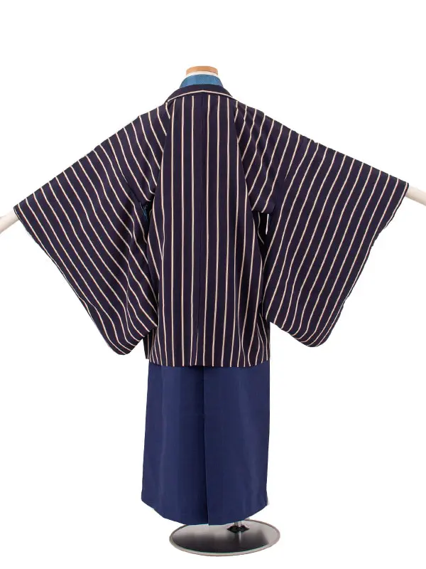 かんたん着付 小学校 卒業式 男の子 袴 紺地 ストライプ 1895