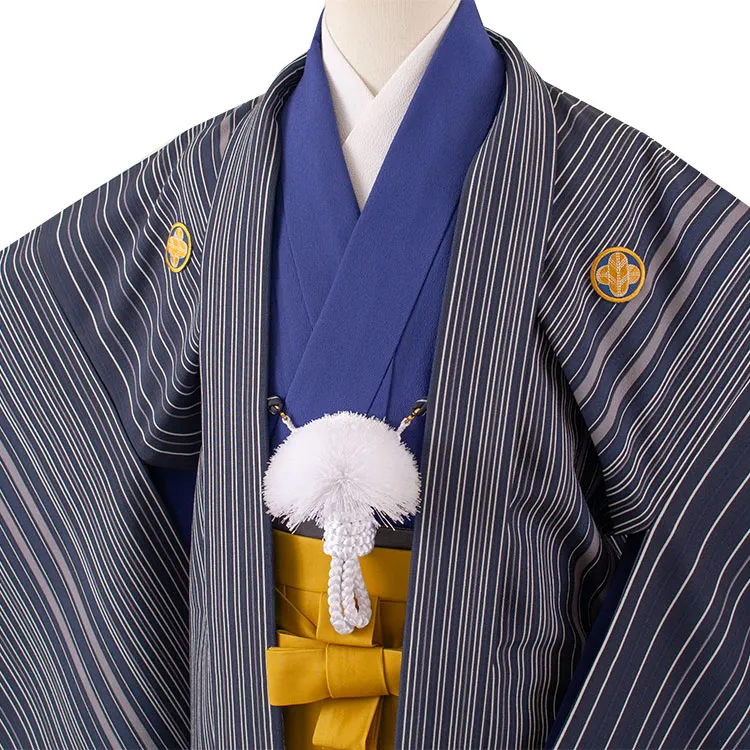 かんたん着付 小学校 卒業式 男の子 袴 紺地 ストライプ 1907