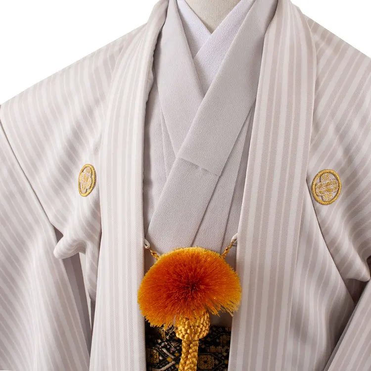 かんたん着付 小学校 卒業式 男の子 袴 白地×薄グレー 桜刺繍 1912