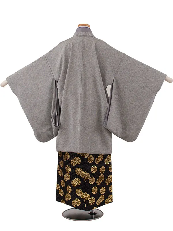 かんたん着付 小学校 卒業式 男の子 袴 グレー 鮫小紋 1915