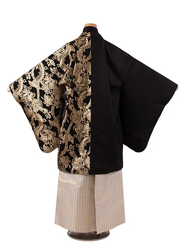 かんたん着付 小学校 卒業式 男の子 袴 黒地 アンティーク柄 1917