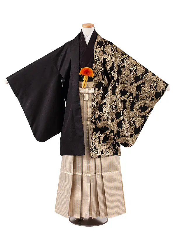 小学校 卒業式 男の子 袴 黒地 アンティーク柄 1918