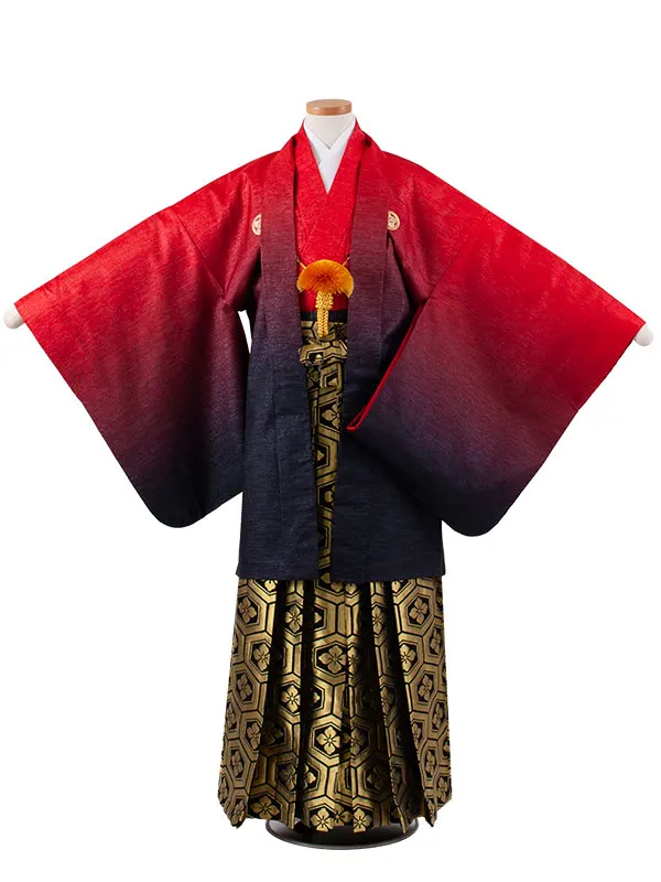 小学校 卒業式 男の子 袴 赤×黒ぼかし 1919