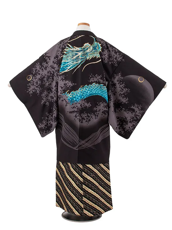 小学校 卒業式 男の子 袴 黒地 青龍 1920