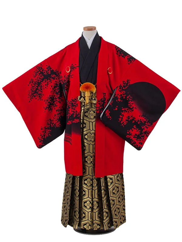 小学校 卒業式 男の子 袴 赤地 龍 1922