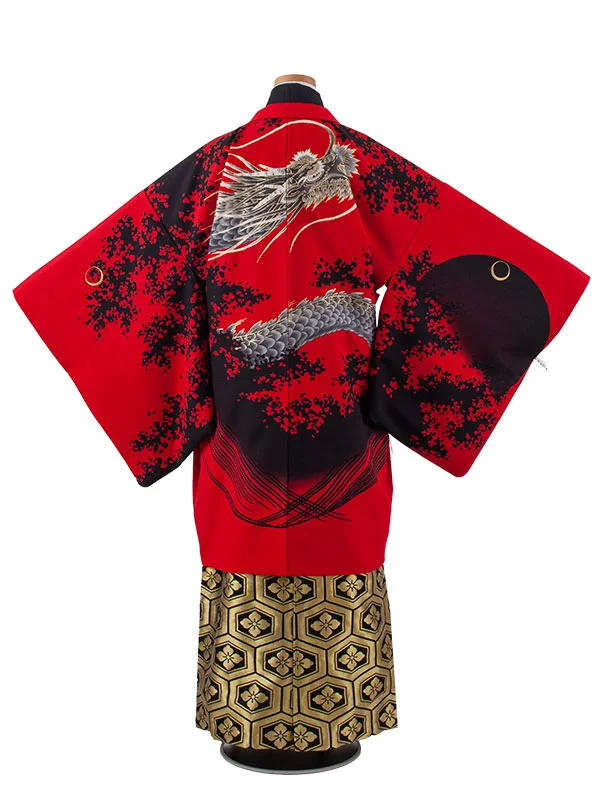 小学校 卒業式 男の子 袴 赤地 龍 1922