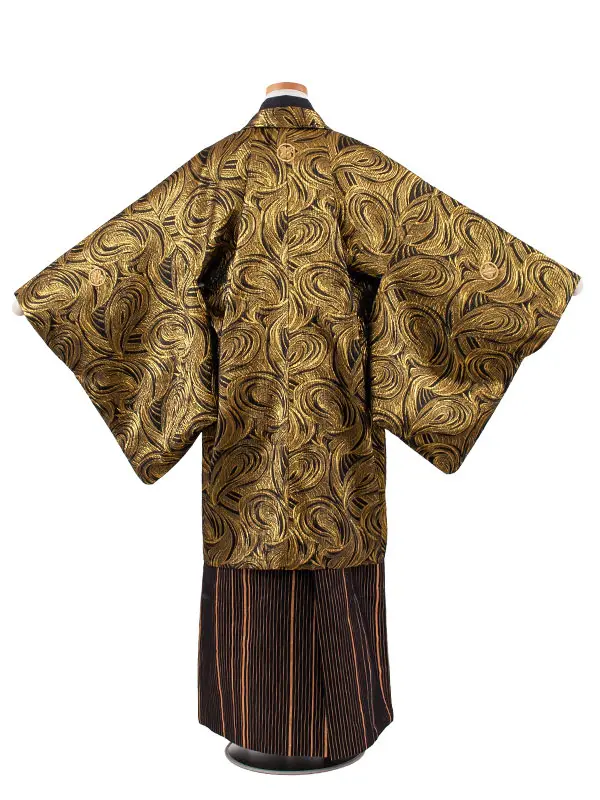 小学校 卒業式 男の子 袴 黒地 金ウェーブ 1923