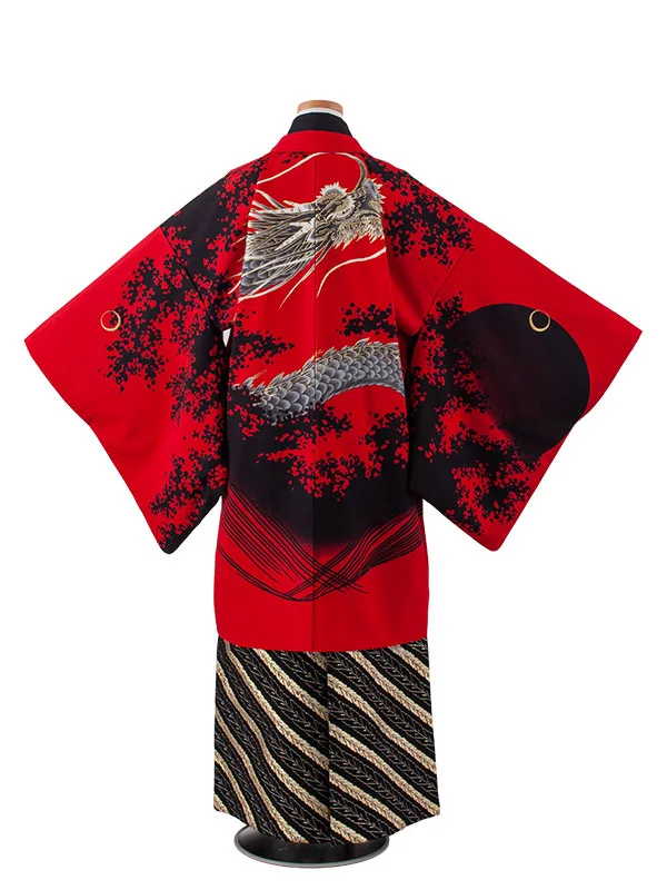 小学校 卒業式 男の子 袴 赤地 龍 1925