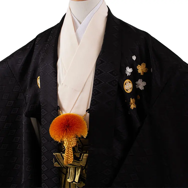 かんたん着付 小学校 卒業式 男の子 袴 黒地 桜刺繍 1931