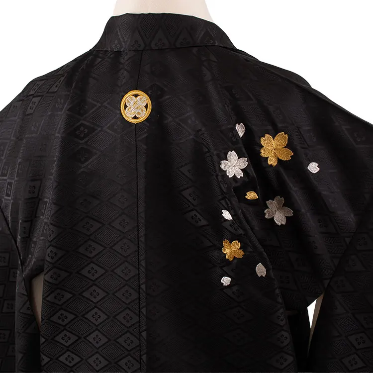 かんたん着付 小学校 卒業式 男の子 袴 黒地 桜刺繍 1931