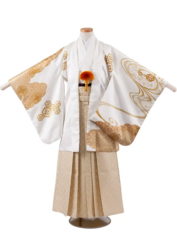 かんたん着付 小学校 卒業式 男の子 袴 白地 流水 1932