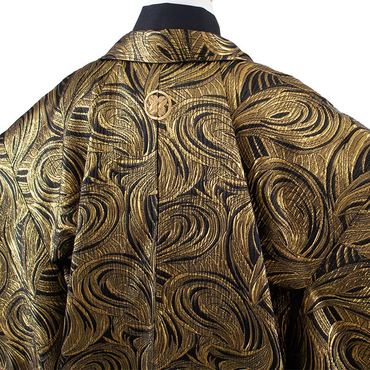 かんたん着付 小学校 卒業式 男の子 袴 黒地 金ウェーブ 1935