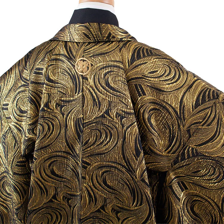 かんたん着付 小学校 卒業式 男の子 袴 黒地 金ウェーブ 1936