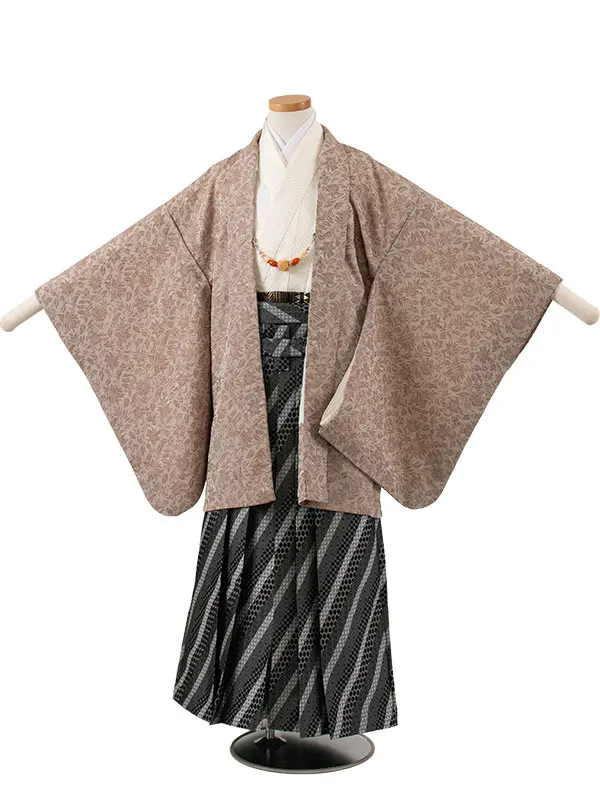 かんたん着付 小学校 卒業式 男の子 袴 ブラウン 花柄 1937