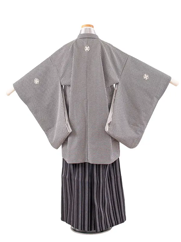 かんたん着付 小学校 卒業式 男の子 袴 黒地 千鳥格子 1966